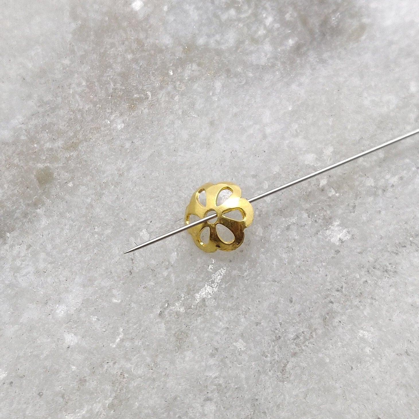 Floral 18K gold bead cap spacer DIY - overhead view