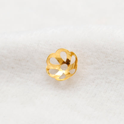Floral 18K gold cap 8mm - overhead view Jaipur