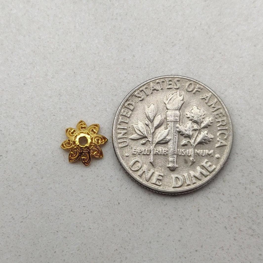 Floral 18K gold ending caps - overhead view Jaipur