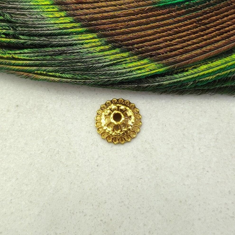 Floral spacer bead cap in 18K yellow gold - front view