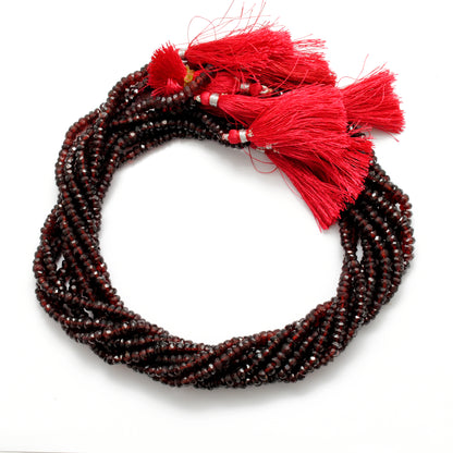 Garnet faceted rondelle 5mm beads January birthstone - side view