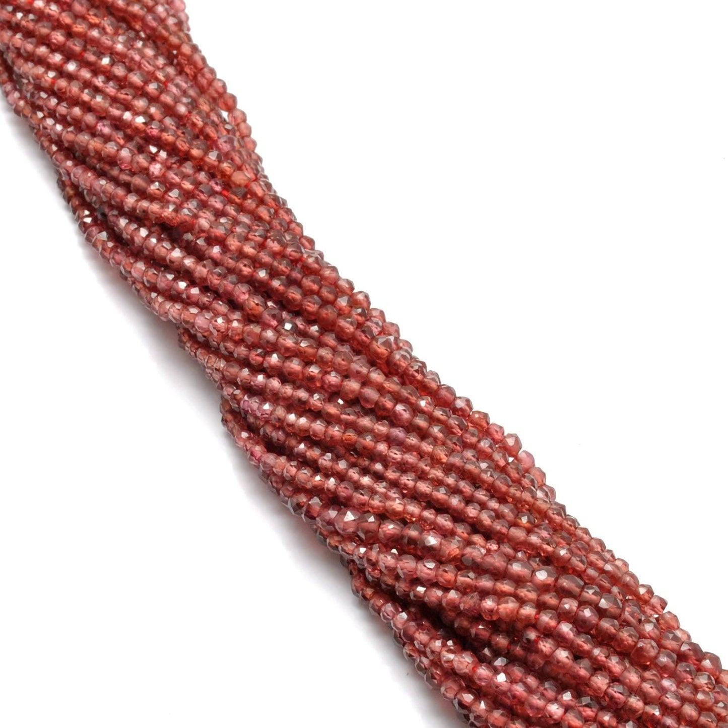 Garnet faceted rondelle beads for bracelets necklaces - side view