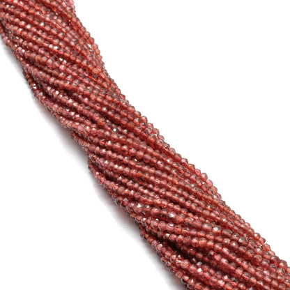 Garnet faceted rondelle beads for bracelets necklaces - side view