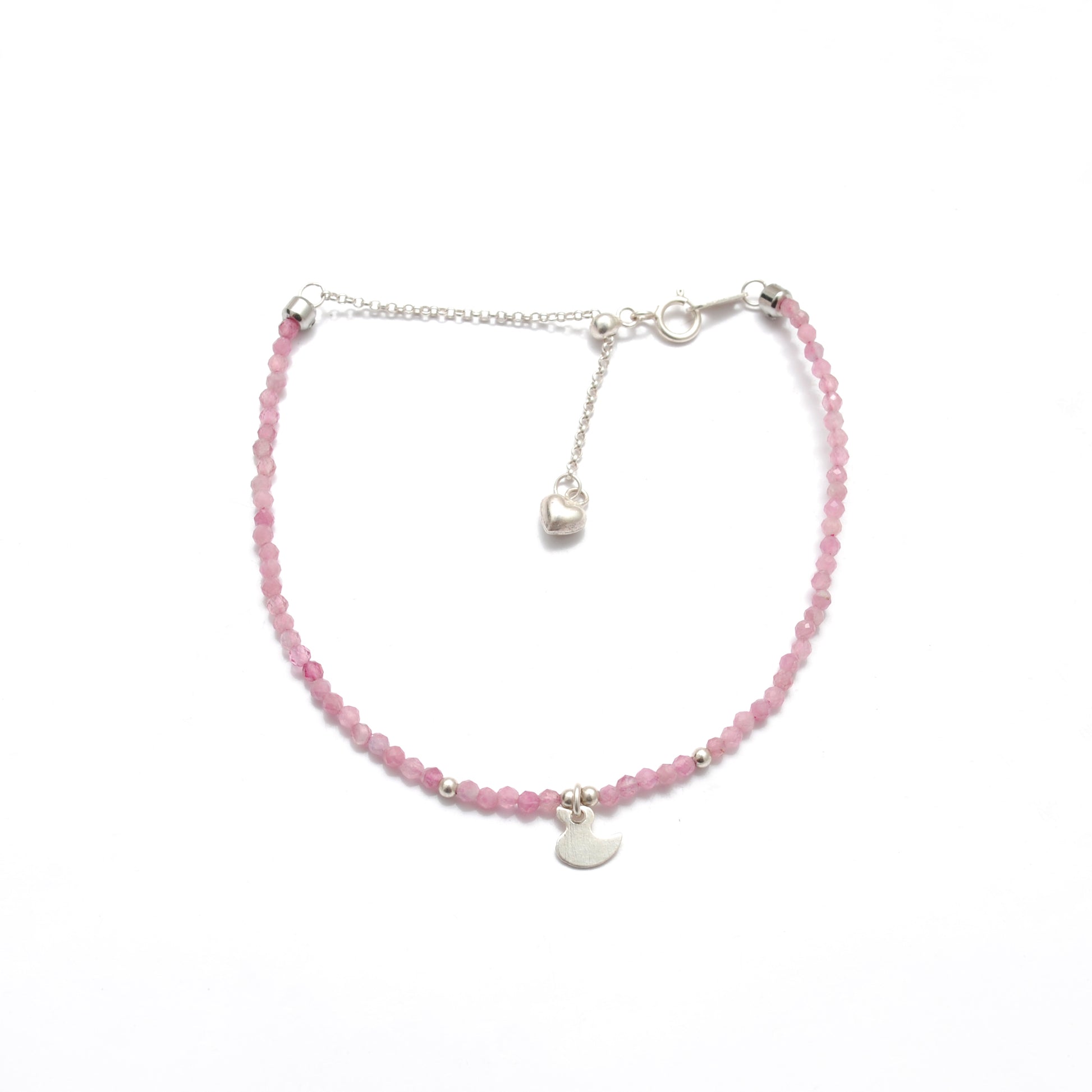 Genuine Pink Tourmaline Beaded Bracelet 8.5 Inch - Close-Up Bead Detail