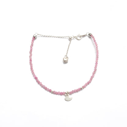 Genuine Pink Tourmaline Beaded Bracelet 8.5 Inch - Close-Up Bead Detail