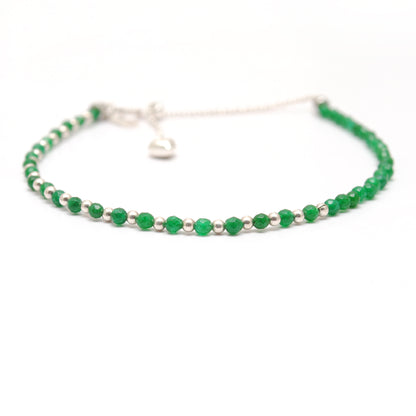 Green Onyx Tiny Charm Bracelet Gift for Her - Side Profile