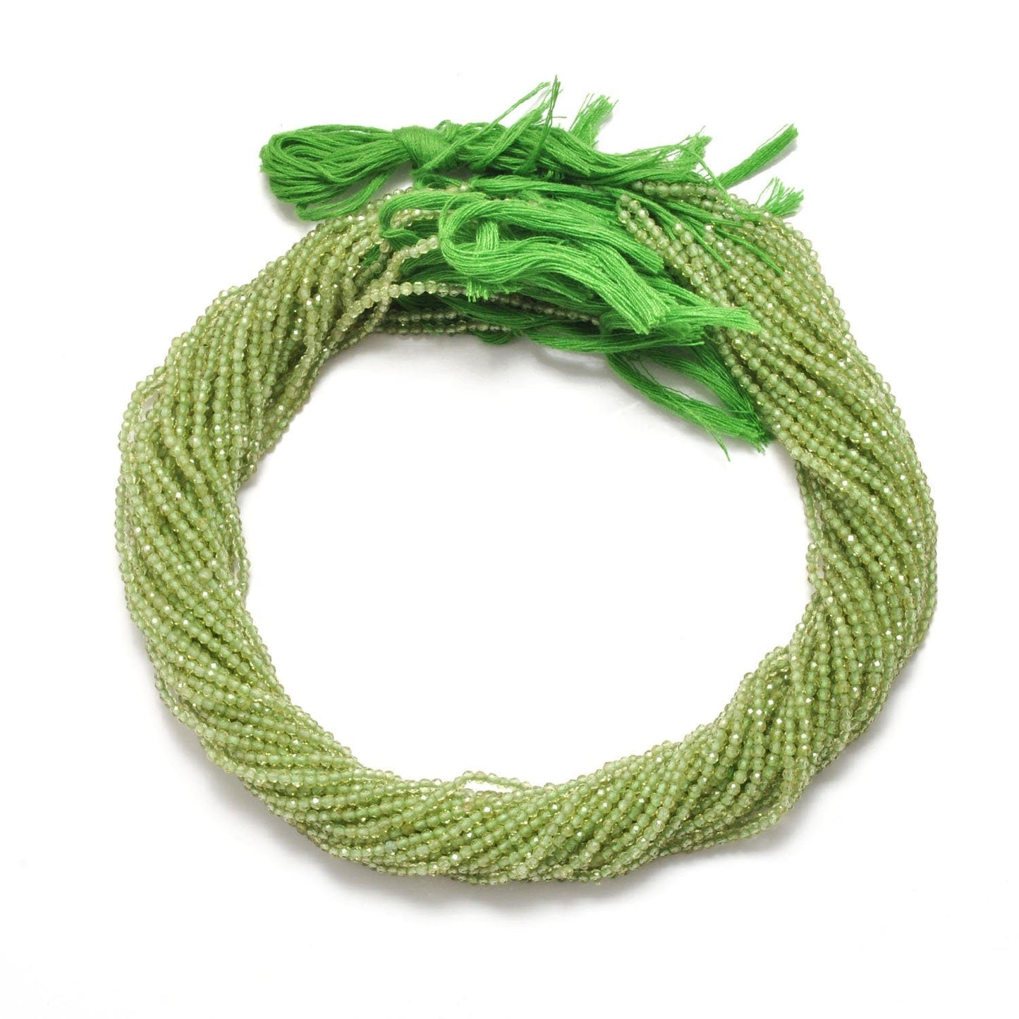 Green peridot faceted round beads for bracelet necklace - side