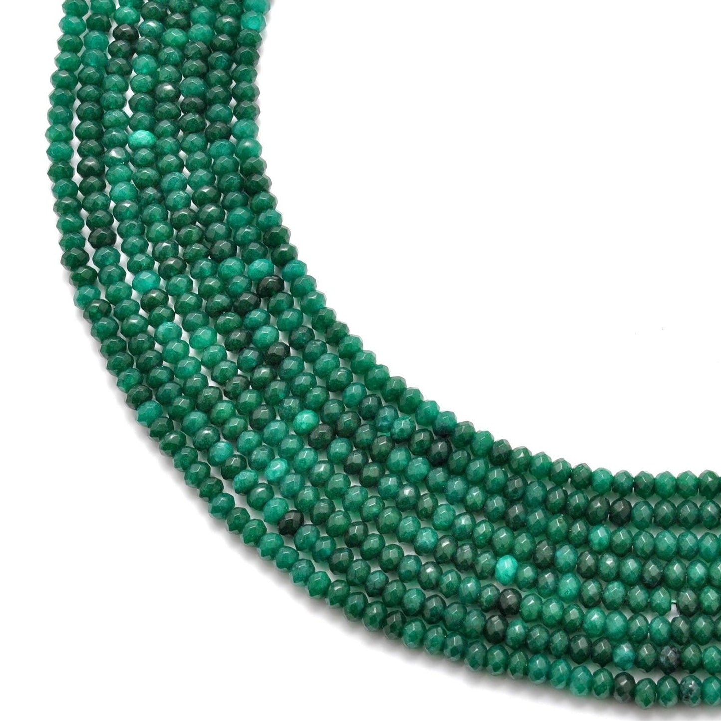 Green quartz faceted rondelle beads 13 inch strand - front view mint green