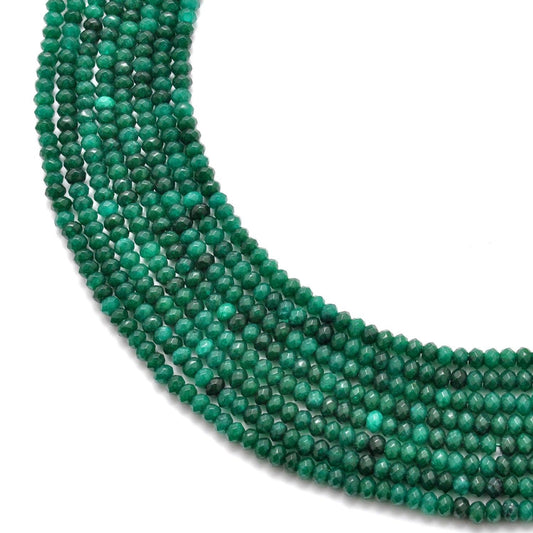 Green quartz faceted rondelle beads 13 inch strand - front view mint green