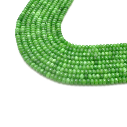 Green quartz plain rondelle beads 8mm strand - overhead flat lay