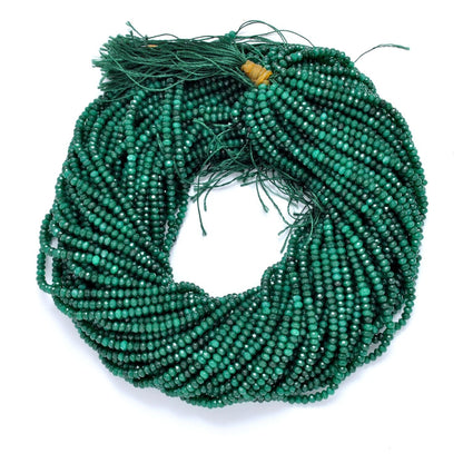 Green quartz rondelle beads - close-up faceted disc detail