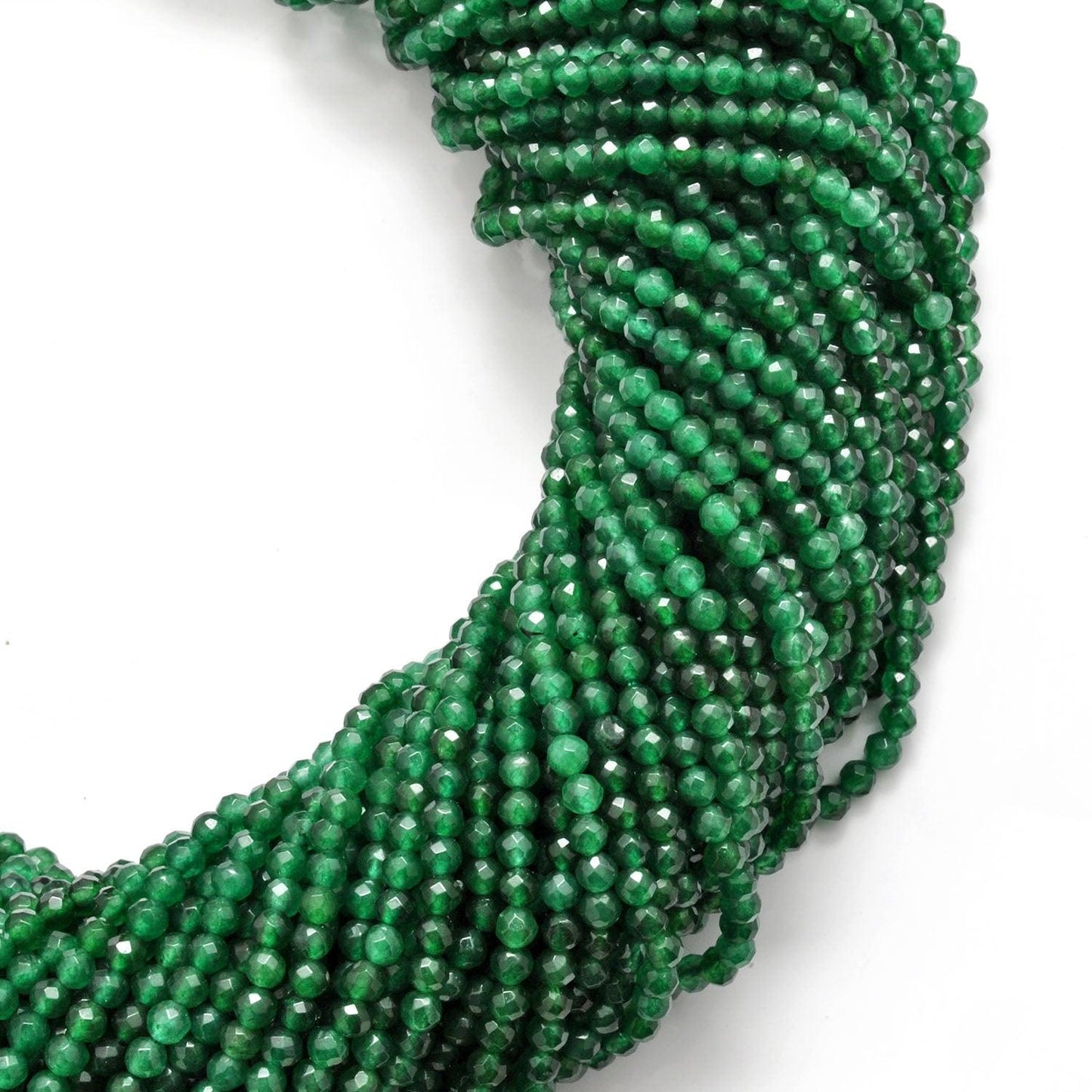 Green quartz round beads for bracelets necklaces - side profile