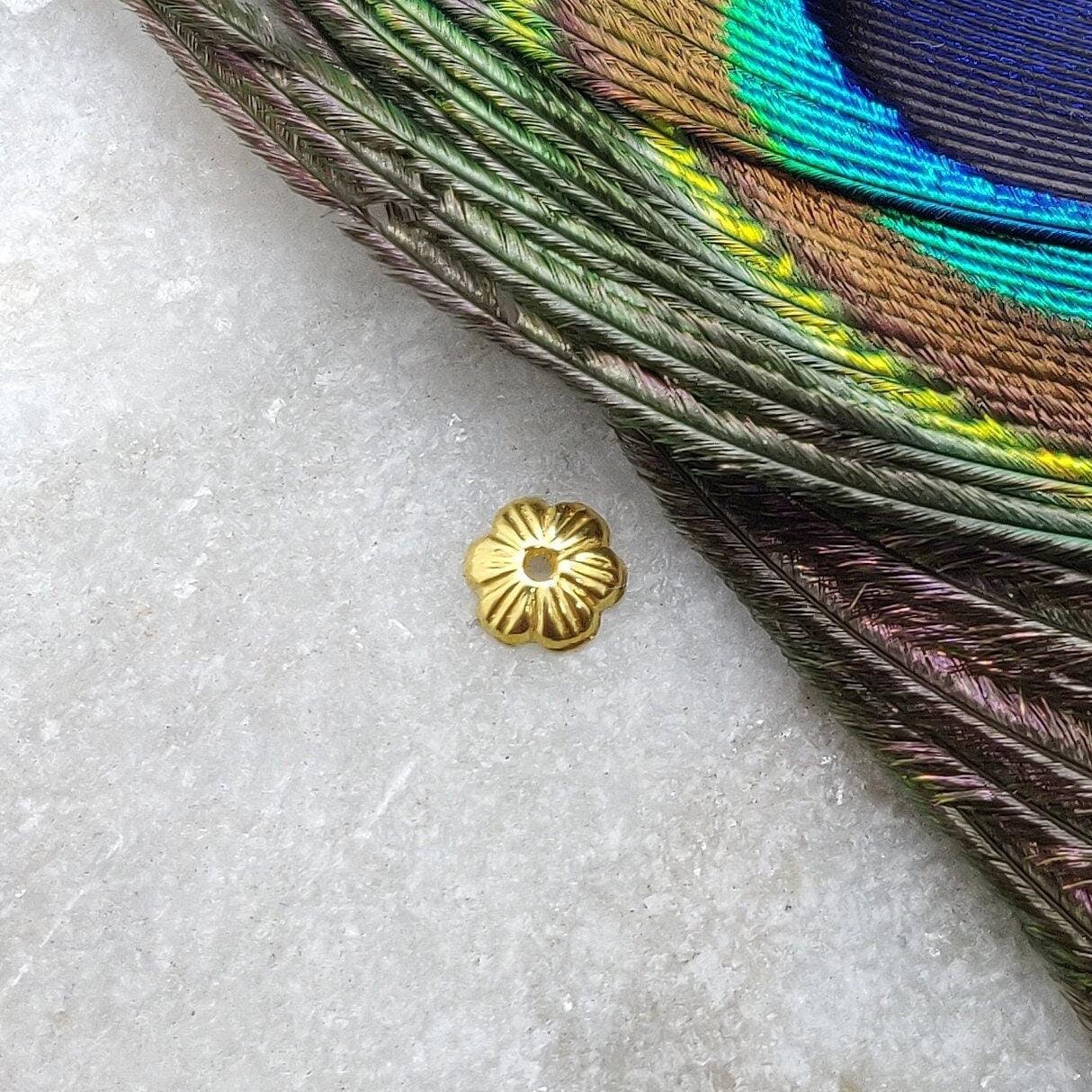 Handmade 18K solid gold spacer bead cap finding 5mm - front view