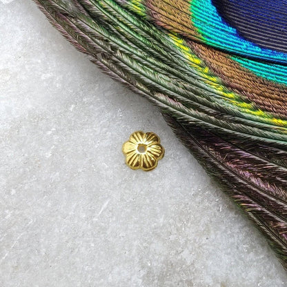 Handmade 18K solid gold spacer bead cap finding 5mm - front view