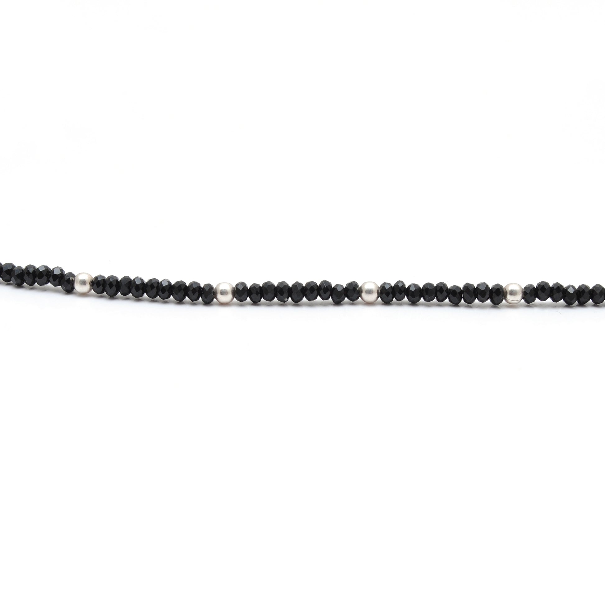 Handmade Black Spinel Beaded Necklace - Close-Up Bead Detail