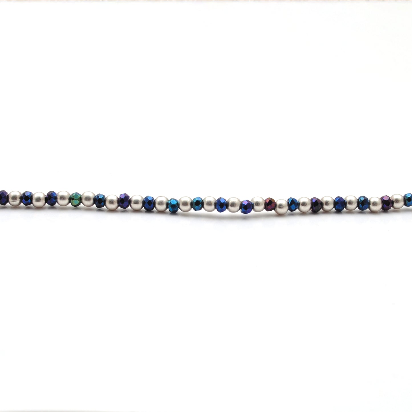 Handmade Blue Mystic Coated Beaded Necklace - Close-Up Faceted Bead