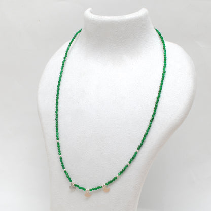 Handmade Emerald Beaded Charm Necklace - Close-Up Bead Detail