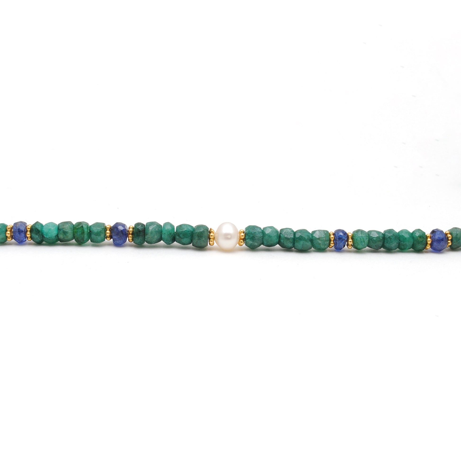 Handmade Emerald Rondelle Pearl Necklace - Lifestyle Styled View
