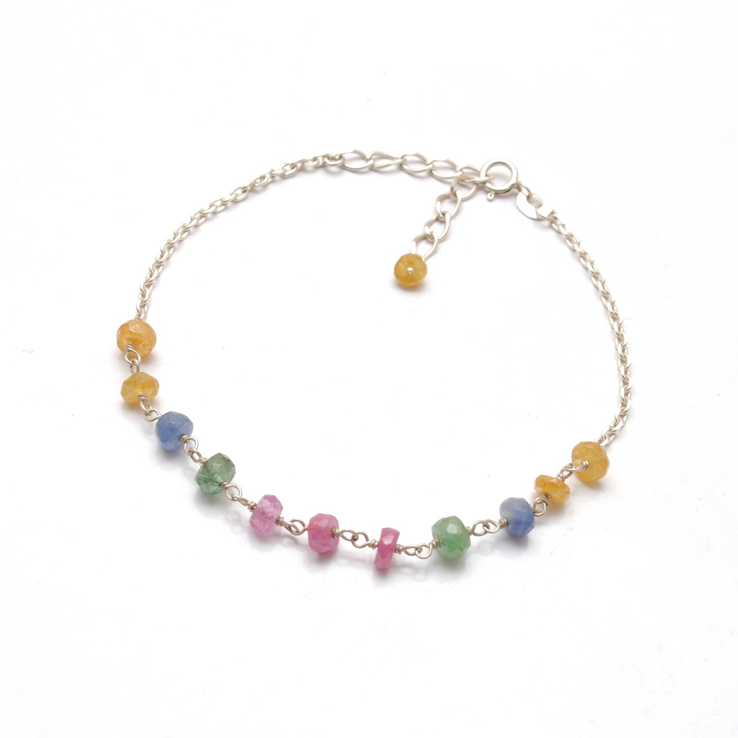 Handmade Multi-Color Sapphire Bracelet - Close-Up Bead Color Detail