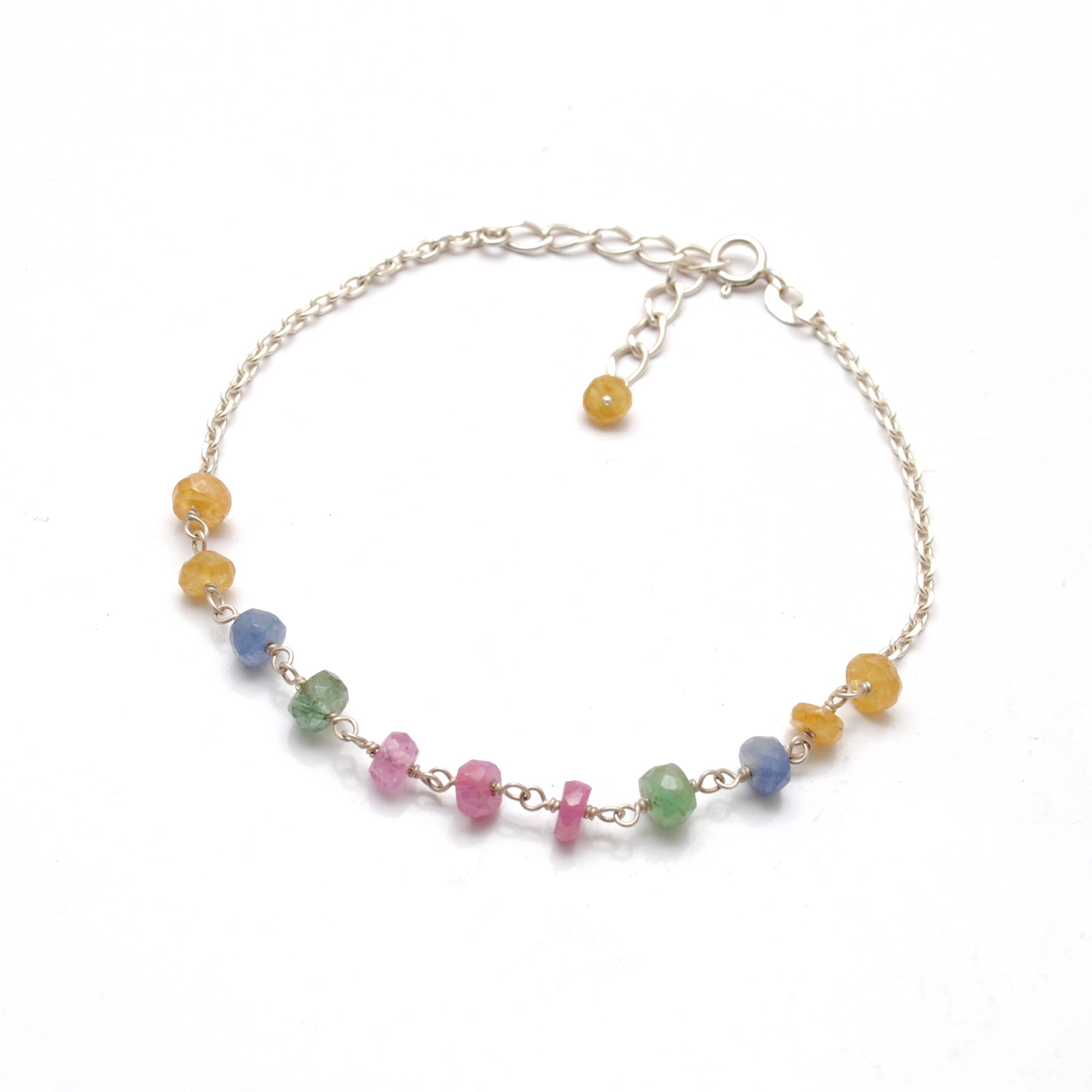Handmade Multi-Color Sapphire Bracelet - Close-Up Bead Color Detail