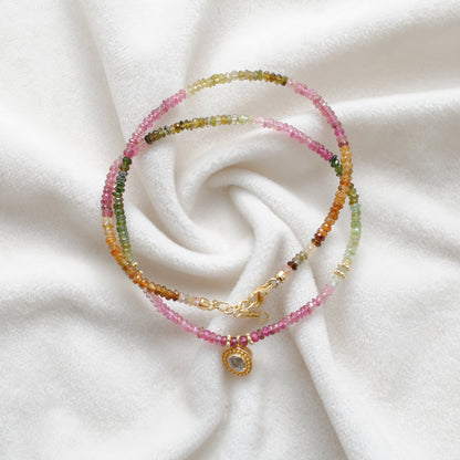 Handmade Multi-Color Tourmaline Victorian Necklace - Close-Up Bead Detail