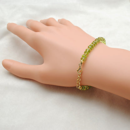Handmade Natural Peridot Bracelet 8 Inch Jaipur - Stacking View