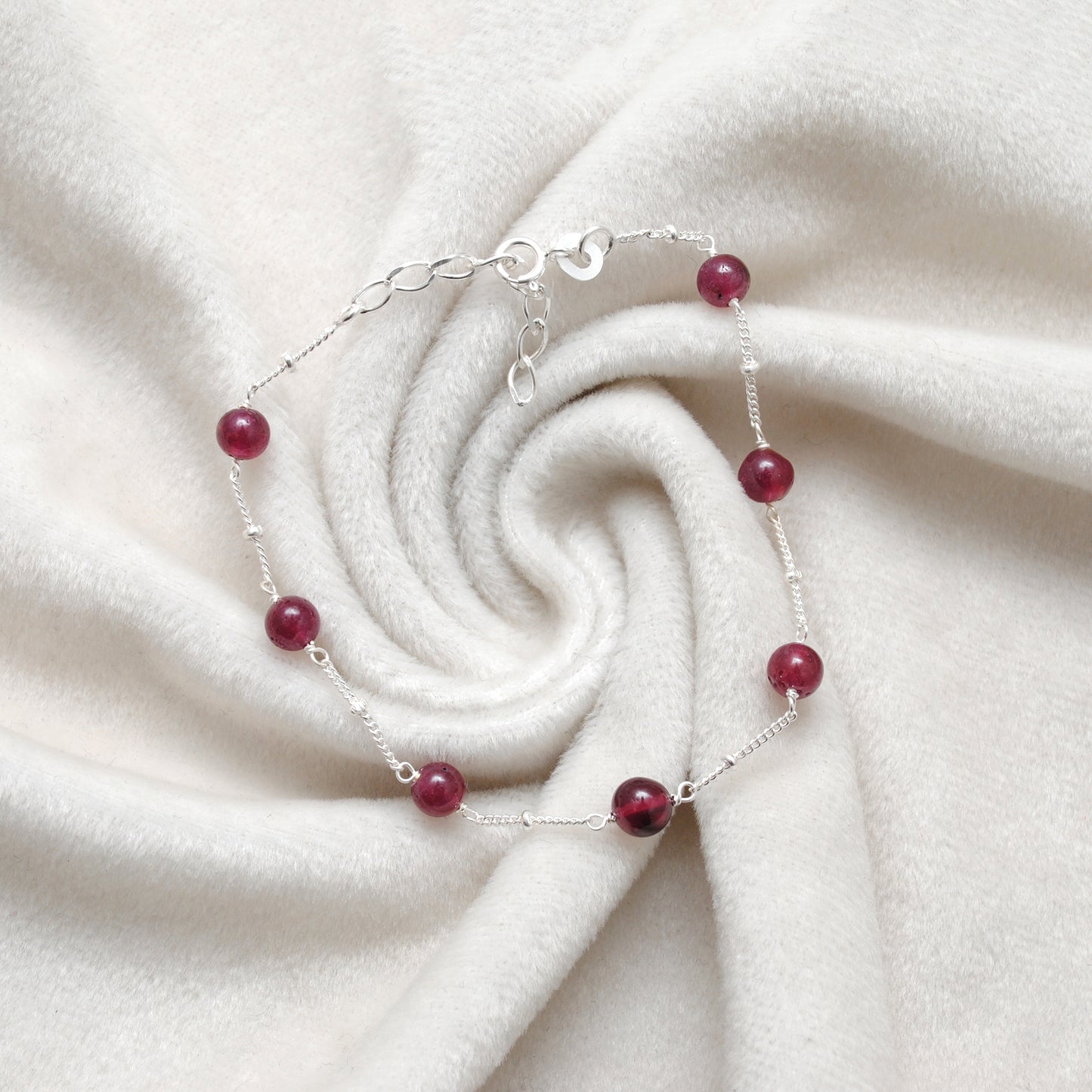 Handmade Ruby 5mm Ball Bead Bracelet Jaipur - Side Profile