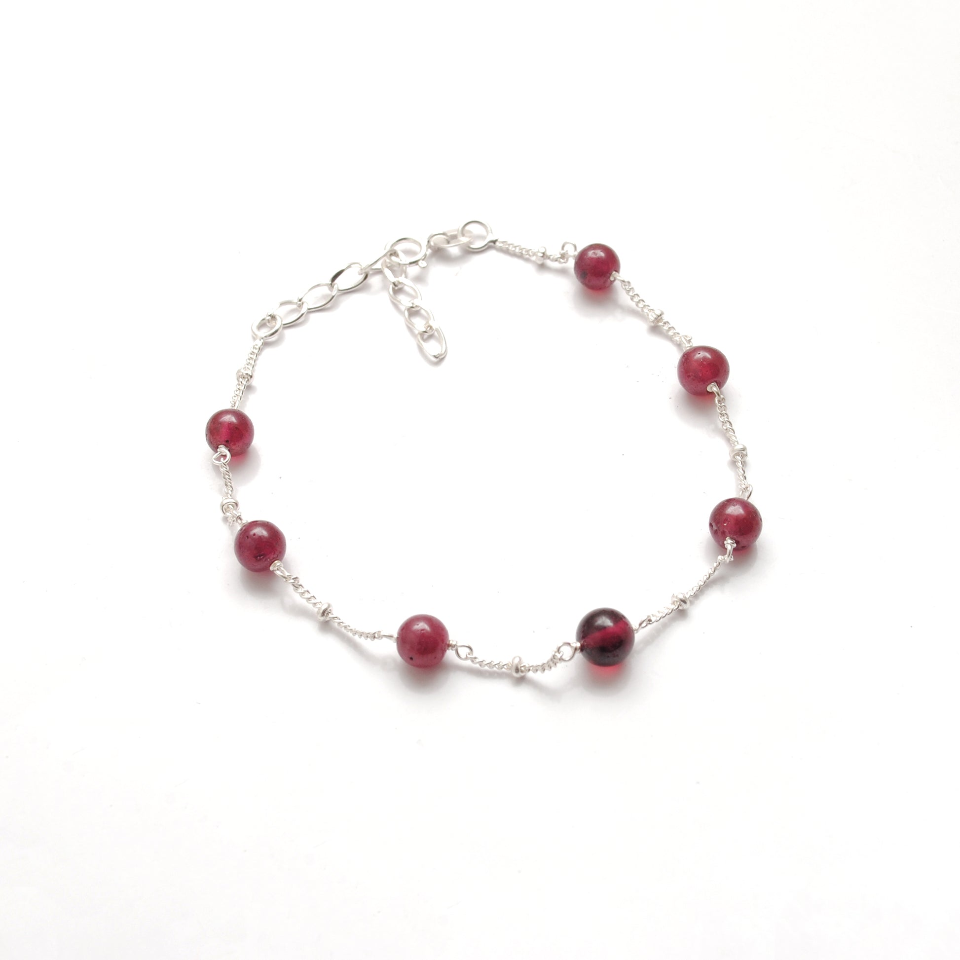 Handmade Ruby 5mm Beaded Bracelet - Close-Up Bead Detail