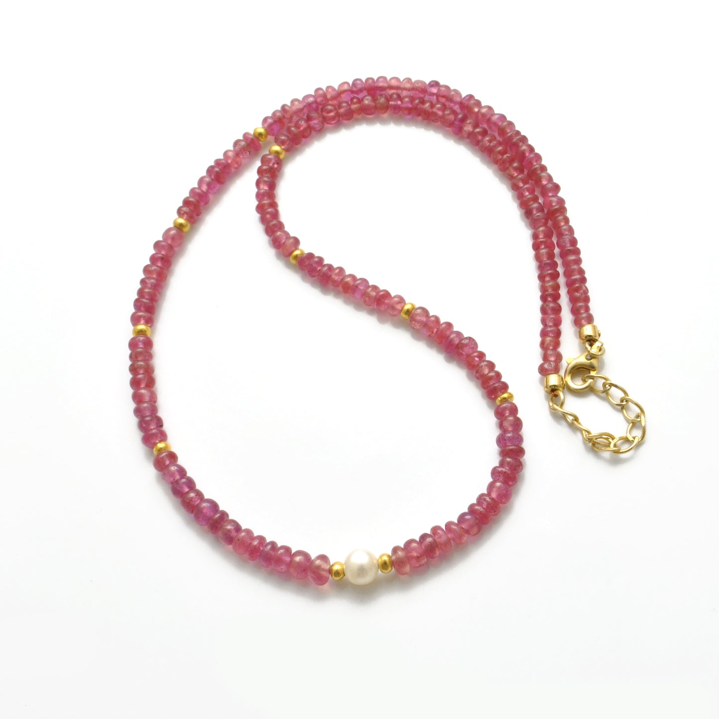 Handmade Ruby Pearl Gold-Plated Necklace - Lifestyle Styled View Jaipur