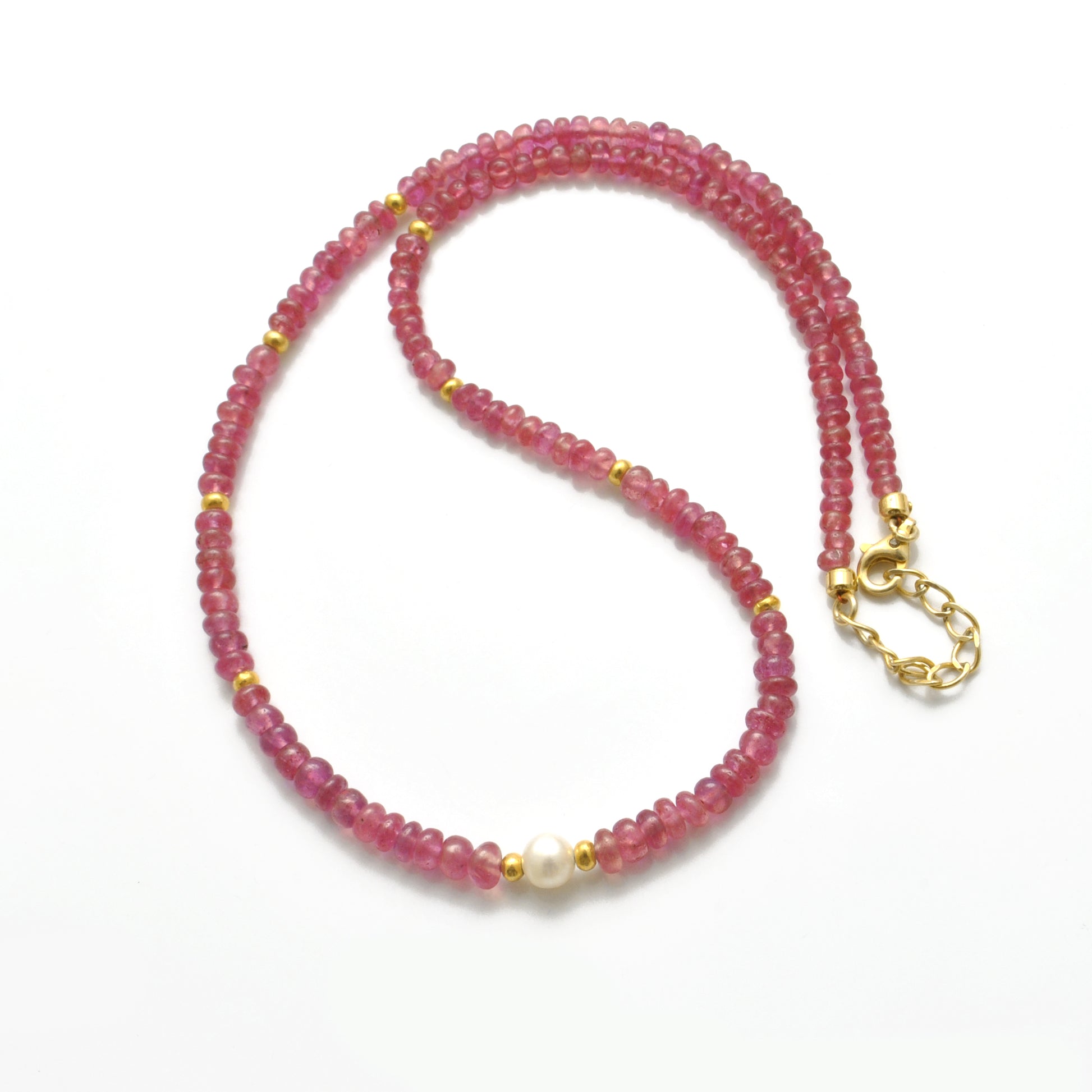 Handmade Ruby Pearl Gold-Plated Necklace - Lifestyle Styled View Jaipur