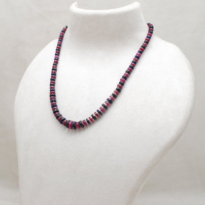 Handmade Ruby Sapphire Beaded Necklace - Close-Up Bead Detail