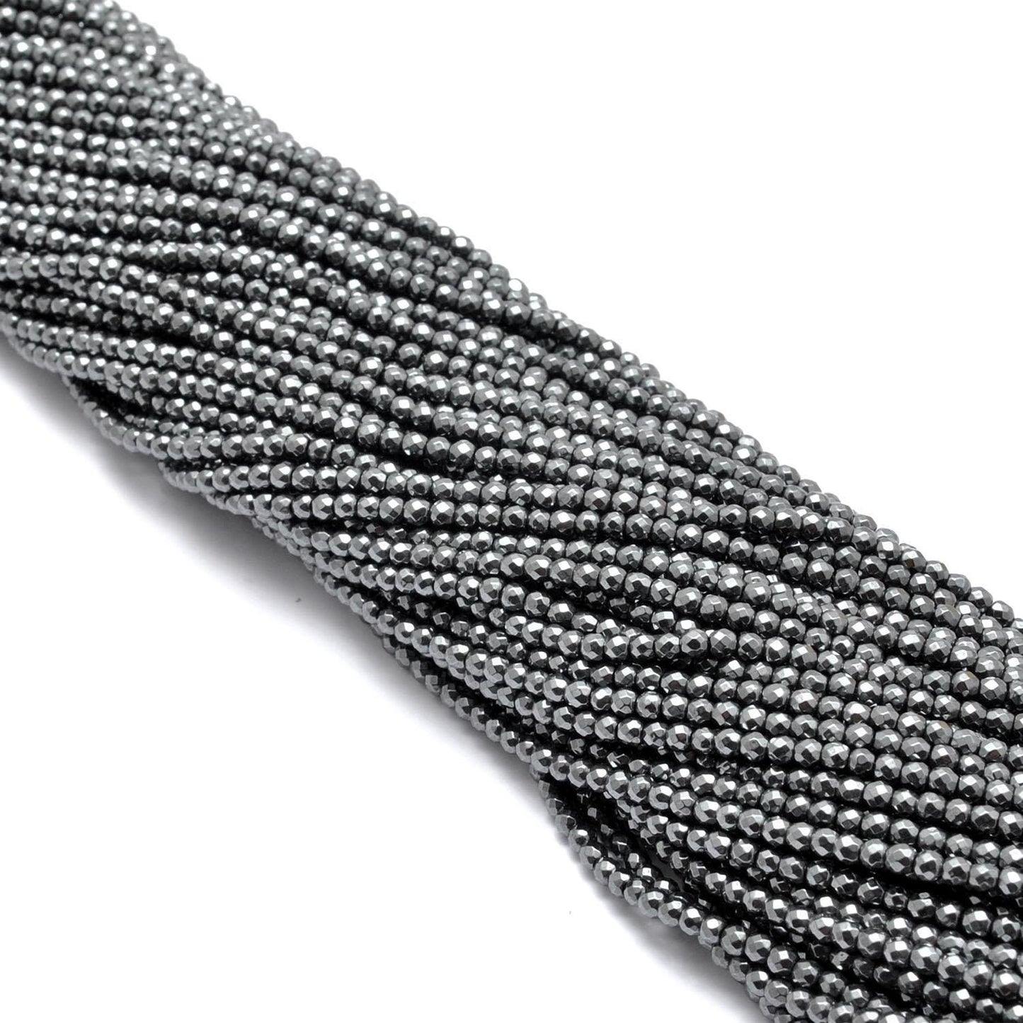 Hematite faceted beads for men's jewelry - scale reference
