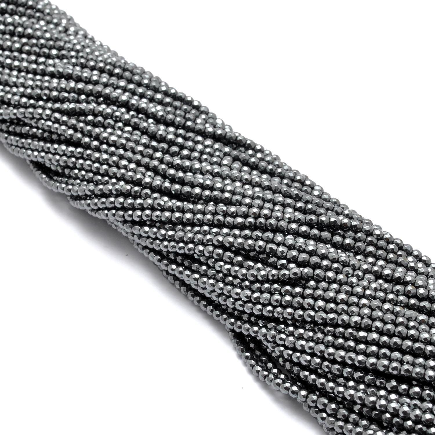 Hematite faceted beads for men's jewelry - scale reference