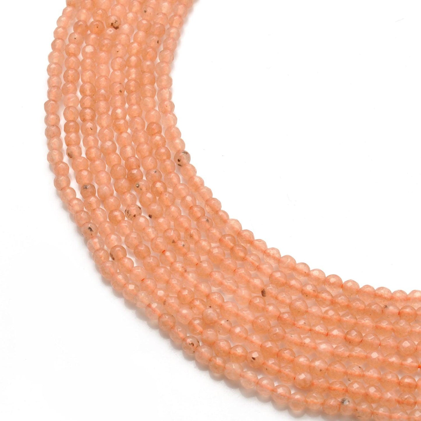 Honey quartz round faceted beads 3-3.5mm 14 inch strand - front view