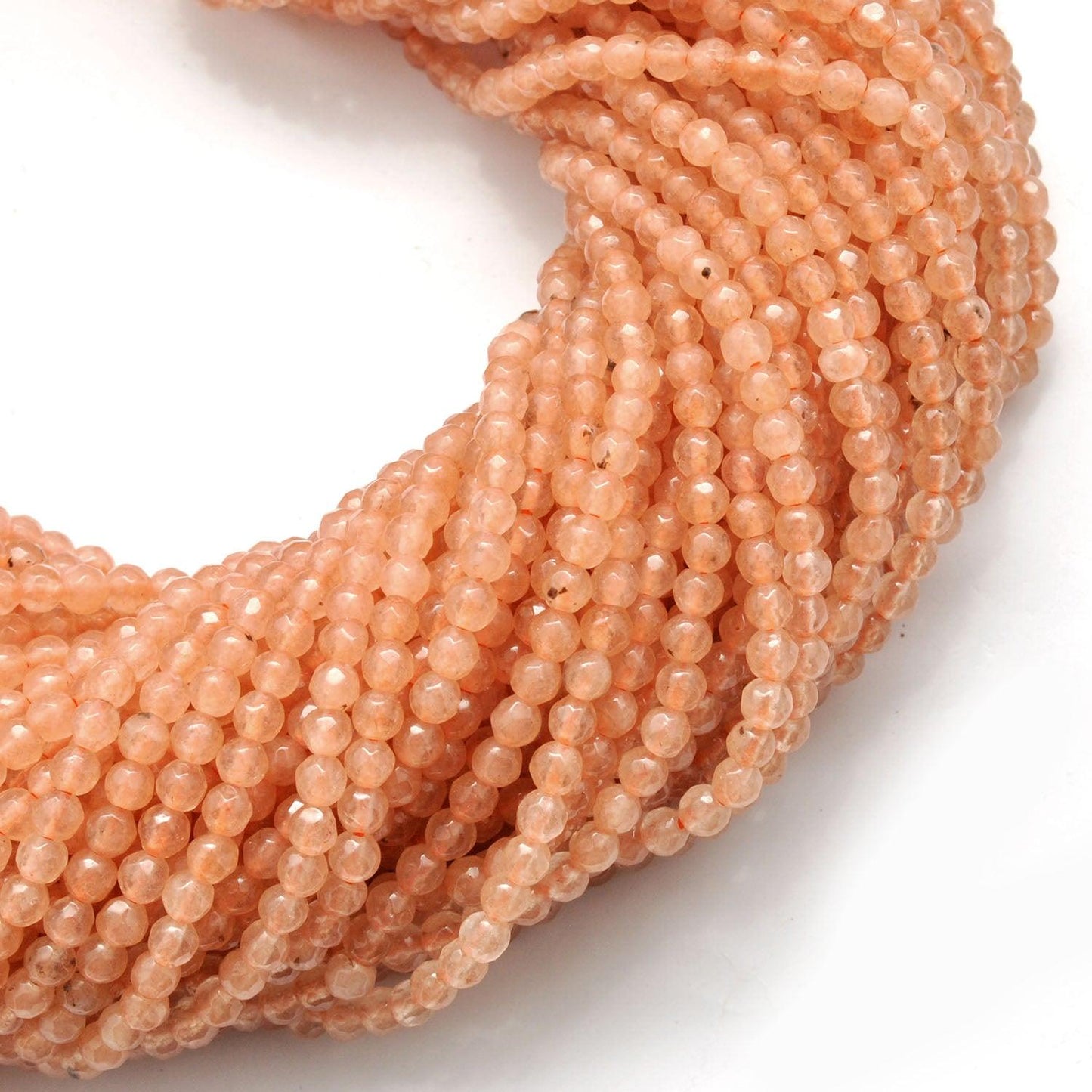 Honey quartz round faceted strand 14 inch - overhead flat lay