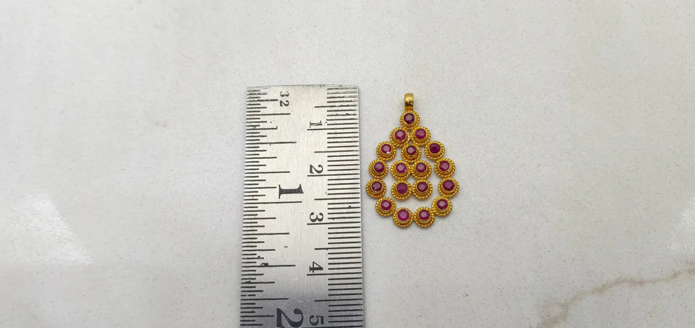 Victorian-Style 18K Solid Gold Hydro Ruby Pendant