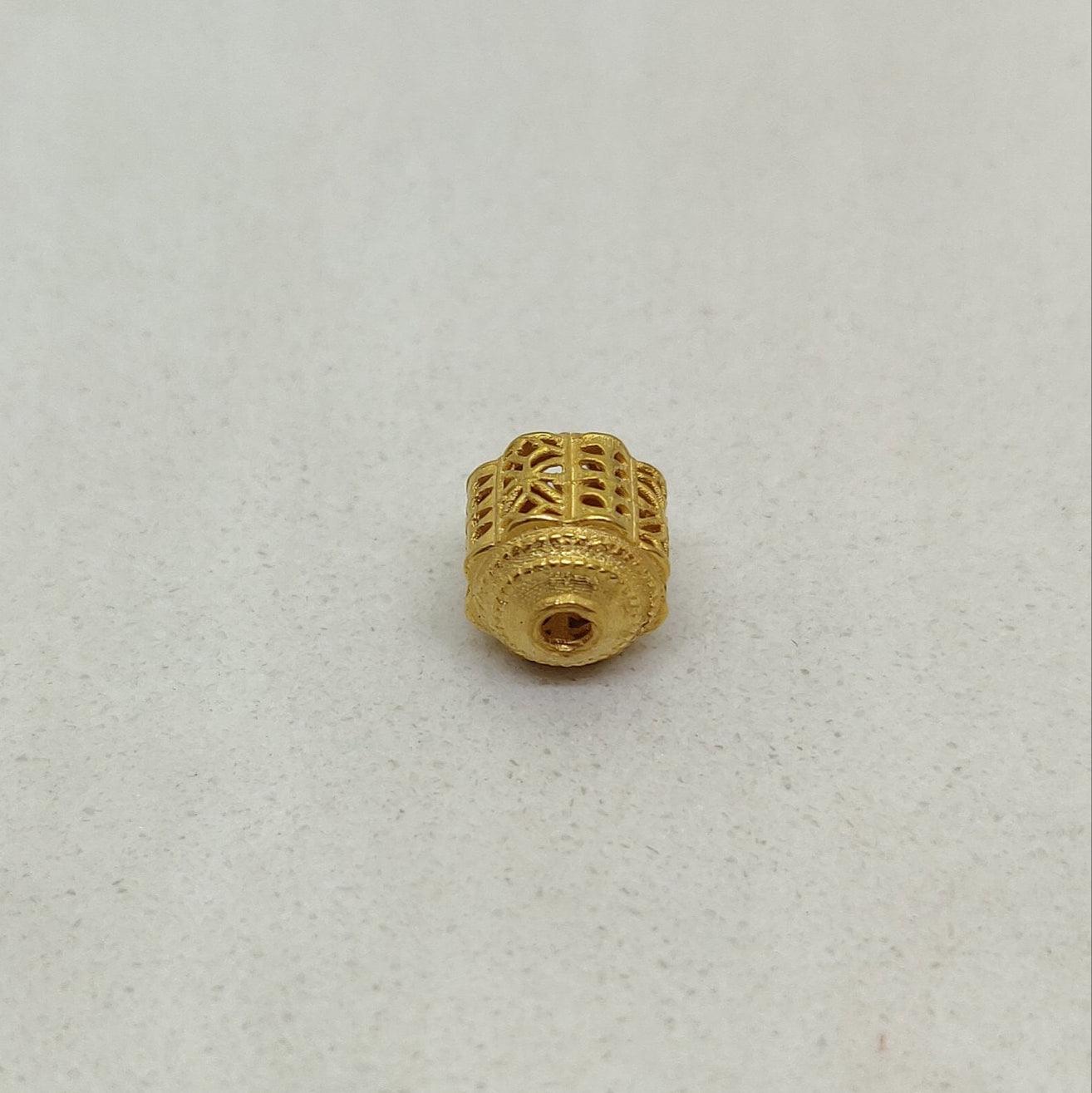 18k Solid Yellow Gold Tube Spacer Fancy Beads 8mm - Kanika Creations