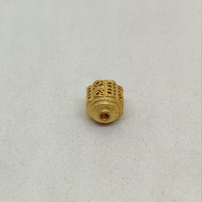 18k Solid Yellow Gold Tube Spacer Fancy Beads 8mm - Kanika Creations
