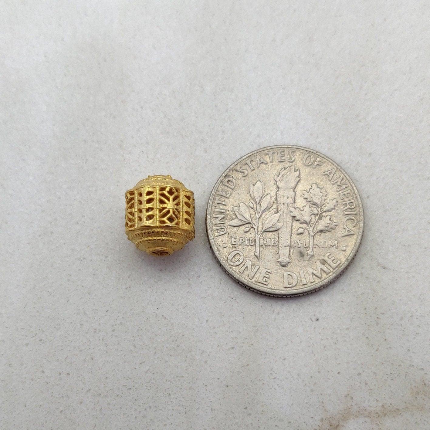 18k Solid Yellow Gold Tube Spacer Fancy Beads 8mm - Kanika Creations