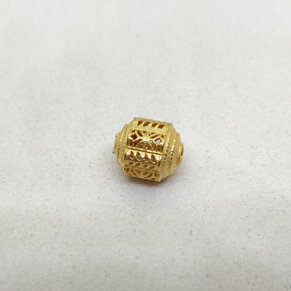 18k Solid Yellow Gold Tube Spacer Fancy Beads 8mm - Kanika Creations