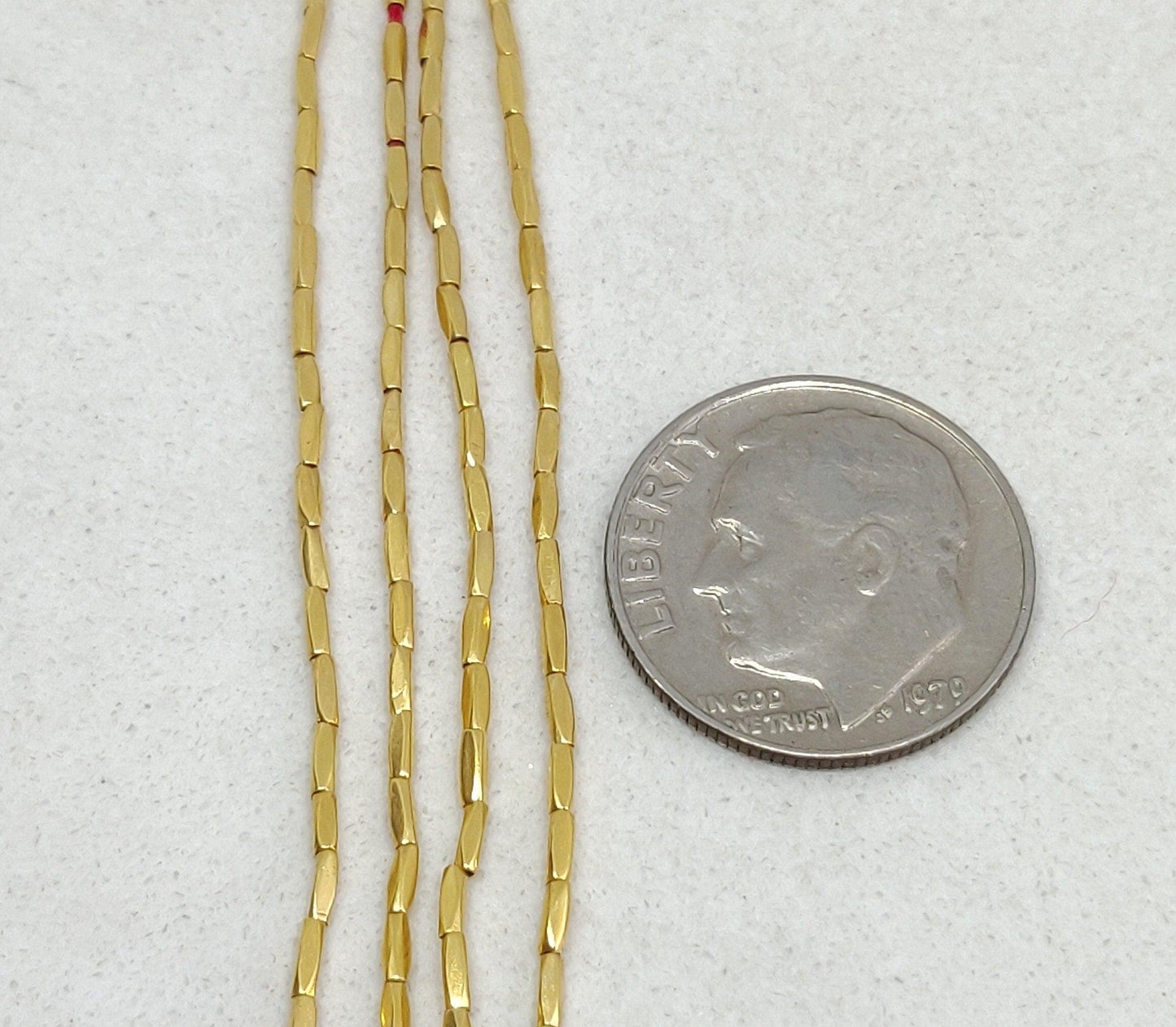 18K Yellow Gold Faceted Tube Spacer Beads Jewelry Findings Sold as 10 pcs. - Kanika Creations