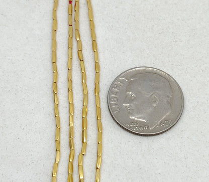 18K Yellow Gold Faceted Tube Spacer Beads Jewelry Findings Sold as 10 pcs. - Kanika Creations