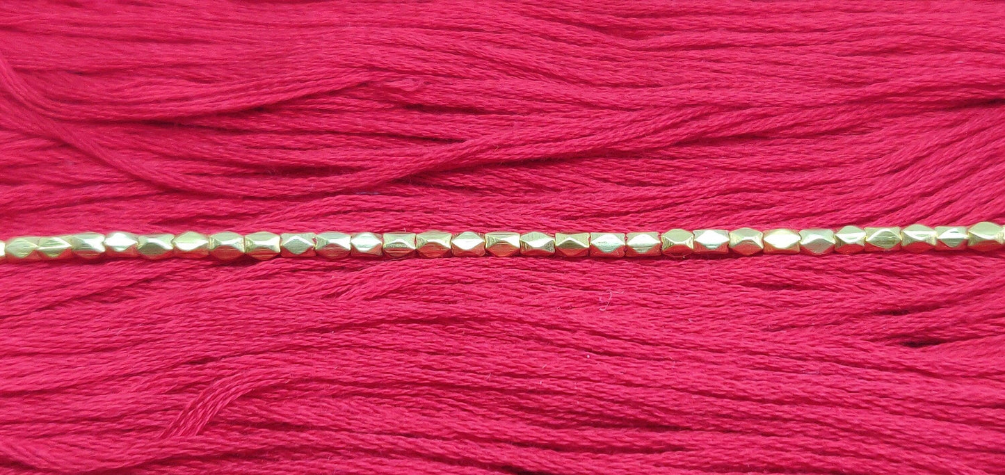 18K Yellow Gold Faceted Spacer Tube Beads Sold as 4 Pcs - Kanika Creations
