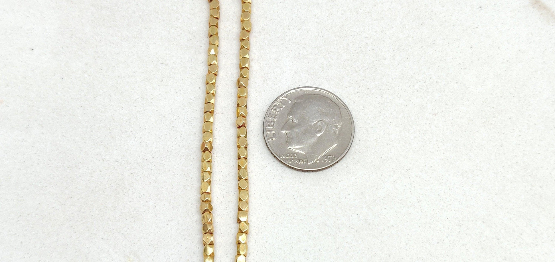 18K Solid Yellow Gold Cube Faceted Spacer Beads Sold as 6 Pcs - Kanika Creations