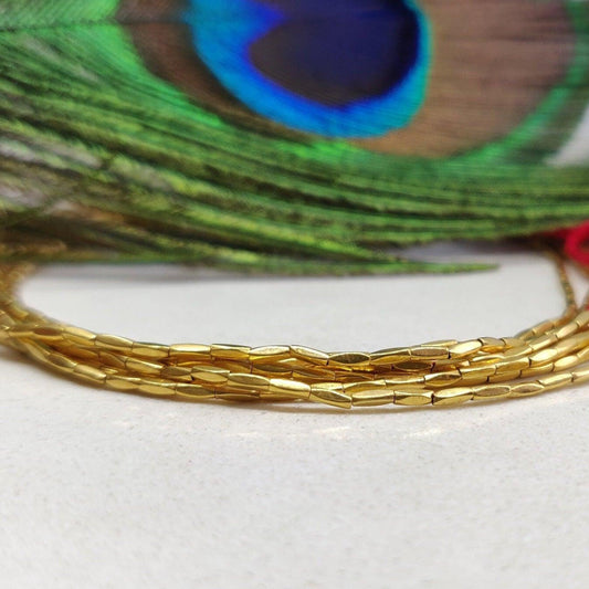 18K Yellow Gold Faceted Tube Spacer Beads Jewelry Findings Sold as 10 pcs. - Kanika Creations
