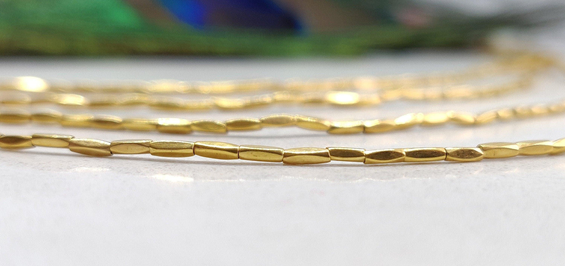 18K Yellow Gold Faceted Tube Spacer Beads Jewelry Findings Sold as 10 pcs. - Kanika Creations