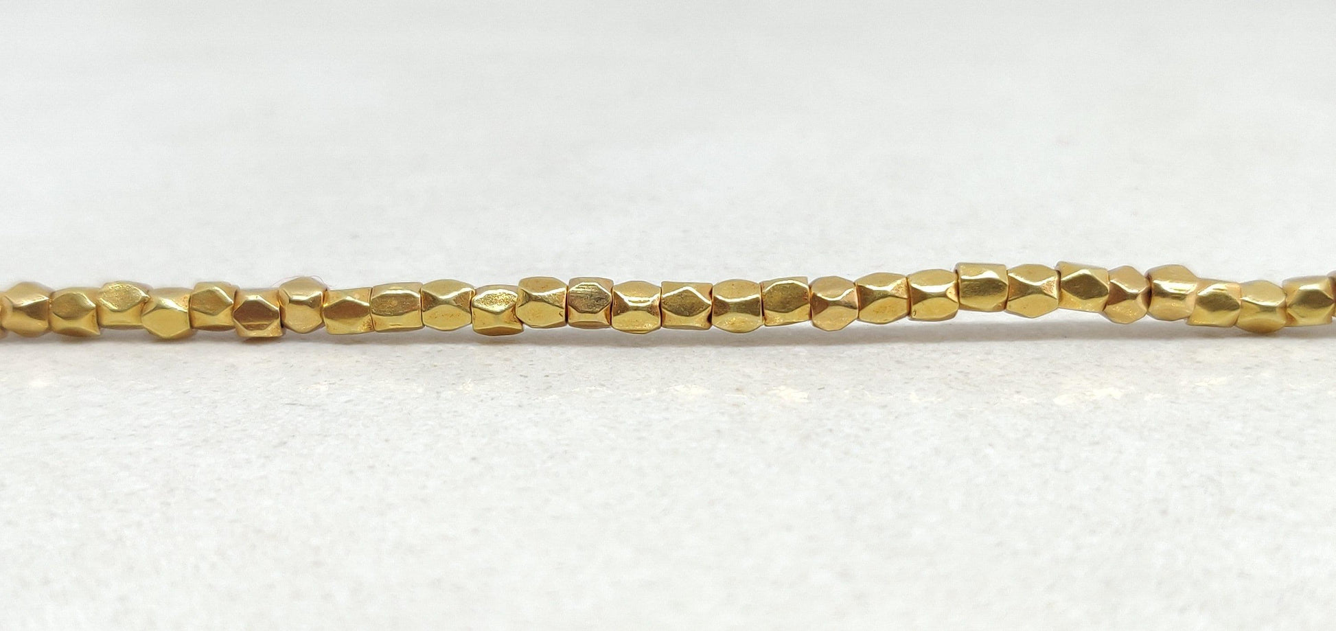 18K Solid Yellow Gold Cube Faceted Spacer Beads Sold as 6 Pcs - Kanika Creations