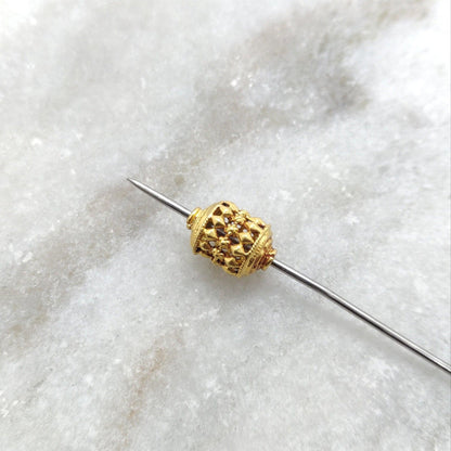 18k Solid Yellow Gold Tube Textured Spacer Beads 8x12mm - Kanika Creations
