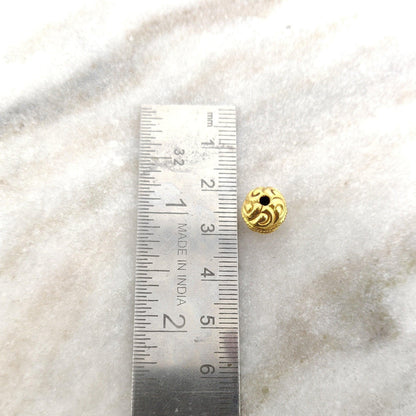 18k Solid Yellow Gold Round Spacer Beads 9mm DIY Crafts - Kanika Creations