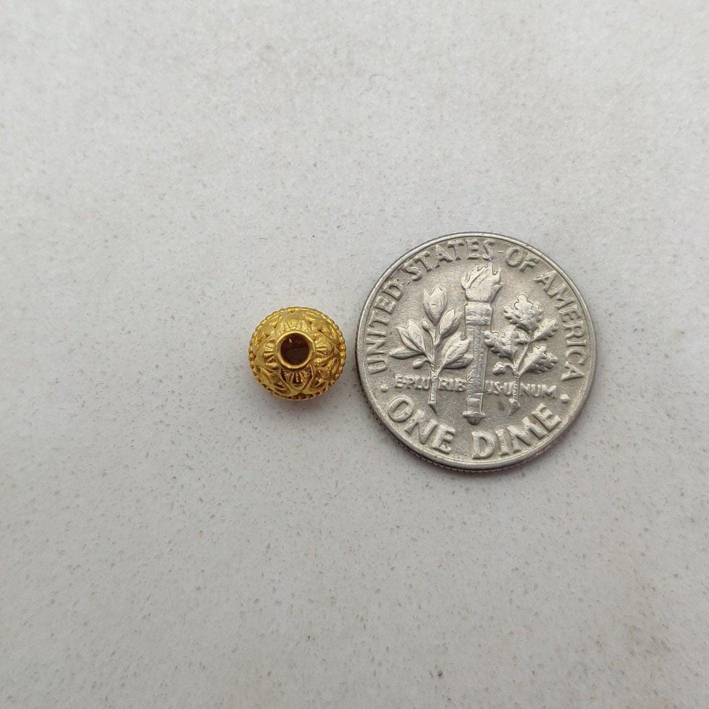 18k Solid Yellow Gold Round Spacer Beads 7x6mm - Kanika Creations